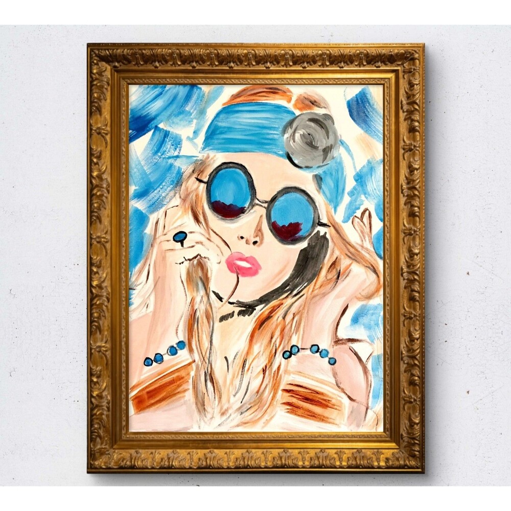 WS original hippie chic painting 12X16 canvas acrylic abstract modern fine art